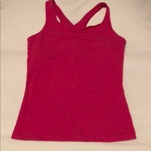 Hot pink exercise top, built-in bra